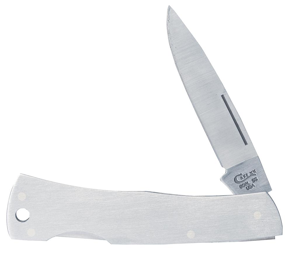 Case Brushed Stainless Steel Executive Lockback Folding Pocket Knife #00004