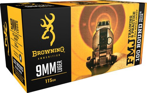 Browning Training & Practice Value Pack 9mm 115g,r Full Metal Jacket, 100 Round