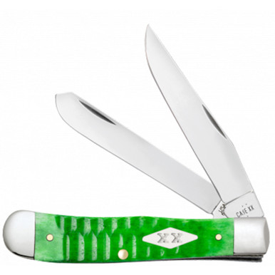Case XX Trapper Gator Jig Bright Green Bone 11440 Stainless Pocket Knife
