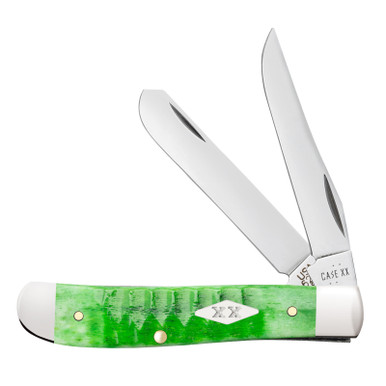 Case XX Mini Trapper Gator Jig Bright Green Bone 11441 Stainless Pocket Knife