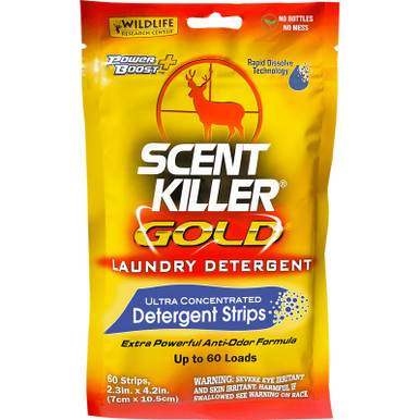 Wildlife Research 1285 Scent Killer Gold Laundry Detergent Strips Odor Eliminator Odorless Scent 60 Pack
