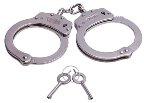 UZIi Handcuffs, Chain Silver Stainless Steel Includes 2 Keys, Keep a Pair by the Bed