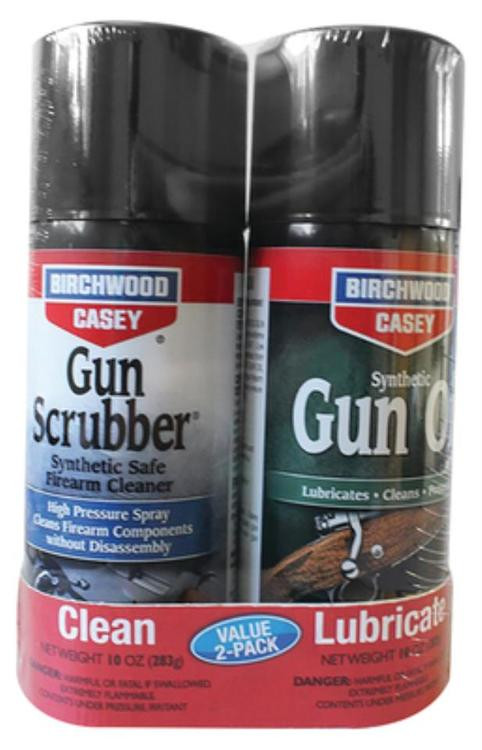 Birchwood Casey Gun Scrubber/Synthetic Gun Oil Aerosol Combo 2-Pack 10oz Aerosol Cans