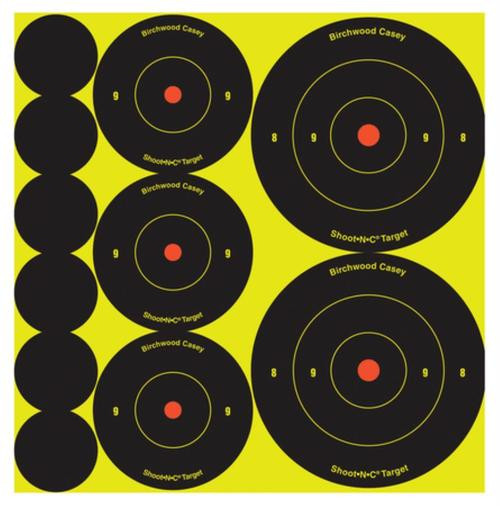 Birchwood Casey Shoot-N-C Bullseye Packs 60x1", 30x2", 20x3", 12 Sheets/Pack
