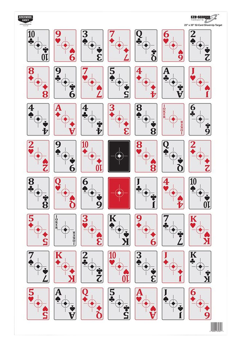 Birchwood Eze Scorer 23"x35" 52 Playing Card Target, 100/Pack