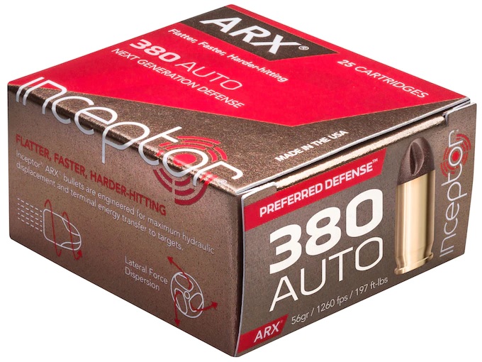 Inceptor Preferred Defense .380 ACP 56gr. ARX Lead-Free 25rd Box #667452