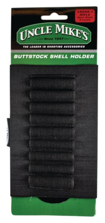 Uncle Mike's Rifle Butt Stock Shell Holder 48-1, Black Elastic, 9 Holders