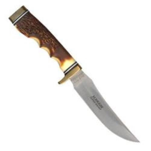 Schrade Uncle Henry Golden Spike Fixed 5" Plain Clip Point, Satin Finish