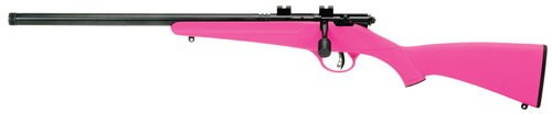 Savage Rascal FLV-SR Youth 22 LR 1rd 16.12" Matte Blued Heavy Barrel, Matte Blued Carbon Steel Receiver, Pink Synthetic Stock, Left Hand