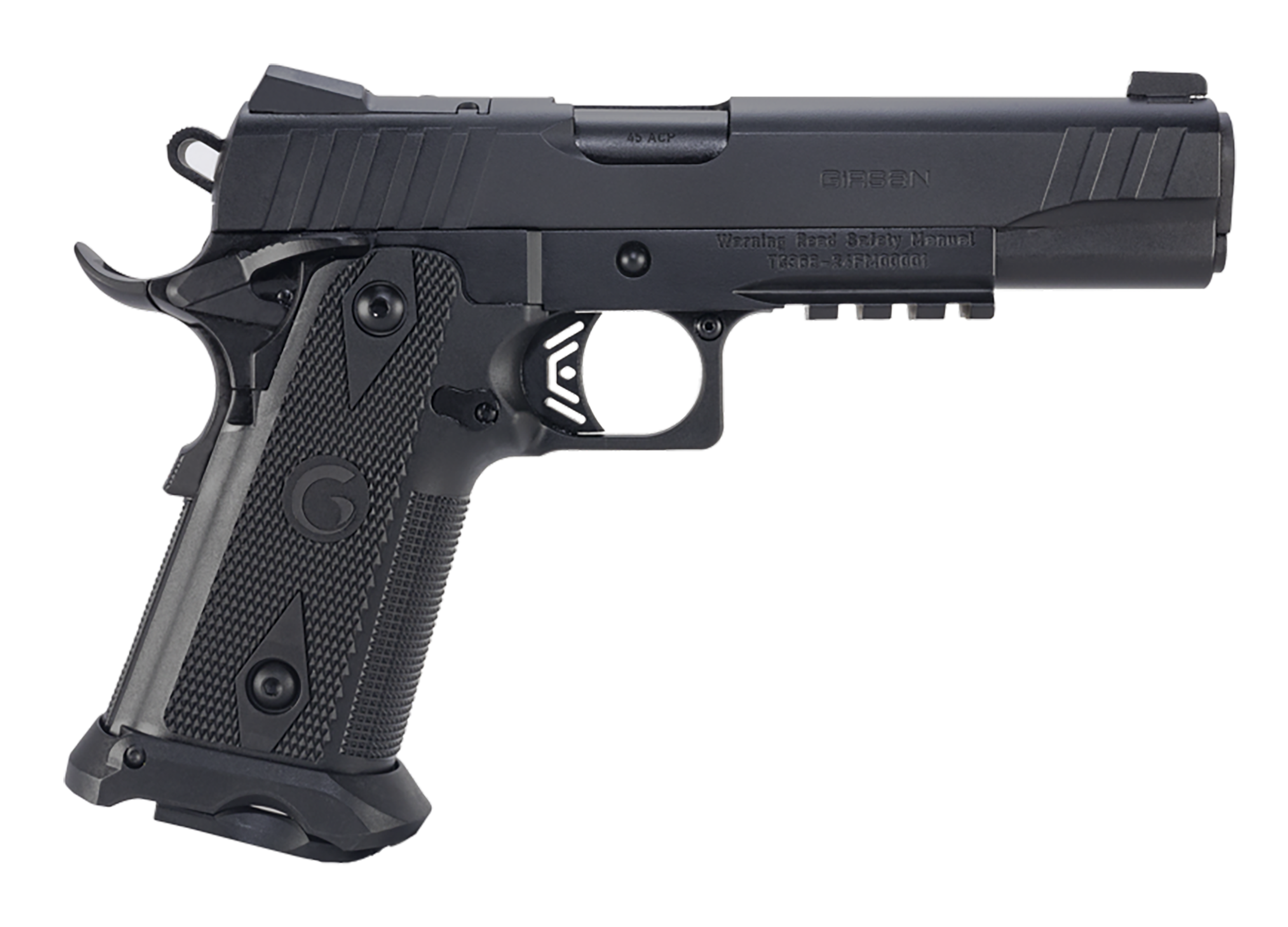 EAA Witness2311 Pistol 395040, 45 ACP, 5in, Black Serrated Slide & Polymer Frame w/Picatinny Rail & Beavertail Black Checkered Polymer Grips, Black Finish, 11 Rds