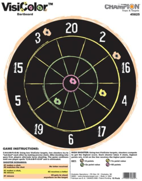 Champion Visicolor Dartboard Target, 10/Pack