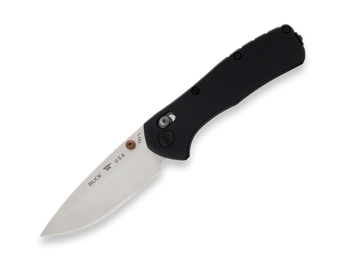 Buck 0791BKS Range Elite Crossbar Lock Folding Knife - 3.375" CPM-MagnaCut Satin Drop Point Blade, Black Aluminum Handles - 13915