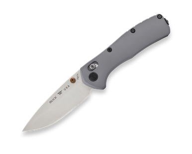 Buck 0791GYS-B Range Elite Crossbar Lock Folding Knife - 3.375" CPM-MagnaCut Satin Drop Point Blade, Gray Aluminum Handles - 13916