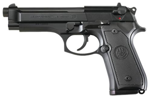 Beretta M9 Full Size Frame 9mm 4.90" Barrel, Black Serrated Slide & Aluminum Frame w/Beavertail, Ambidextrous, 15 Rd