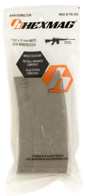 Hexmag Magazine, 308 Win/ 762NATO, 20Rd, Fits DPMS/SR25/ Flat Dark Earth HX20-SR25S1-FDE