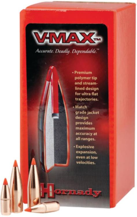 Hornady Varmint Bullet .243 Diameter 65gr, V-Max, 100rd/Box,NOT AMMO THESE ARE RELOADING BULLETS