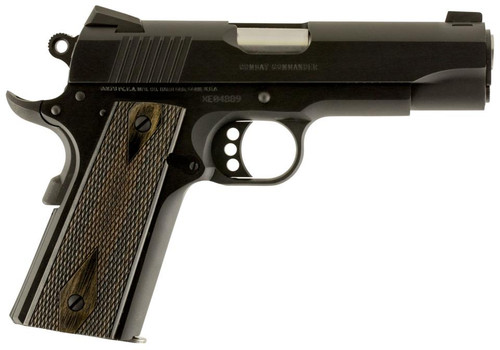 Colt 1911 Combat Commander 9mm, 4.25" Barrel, Blue Finish, G10 Black Cherry Grip, 9rd