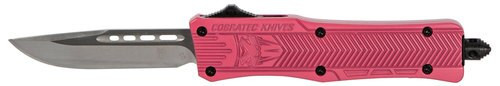 CobraTec CTK-1 Small OTF, 2.75", 440C Stainless Steel, Black Drop Point, Pink Zinc-Aluminum Alloy