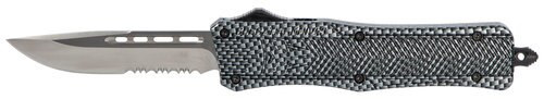 CobraTec CTK-1 Medium OTF, 3", 440C Stainless Steel, Drop Point Serrated, Carbon Fiber Zinc-Aluminum Alloy