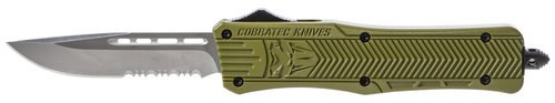 CobraTec CTK-1 Medium OTF, 3", 440C Stainless Steel, Drop Point Serrated, Olive DrabGreen Zinc-Aluminum Alloy