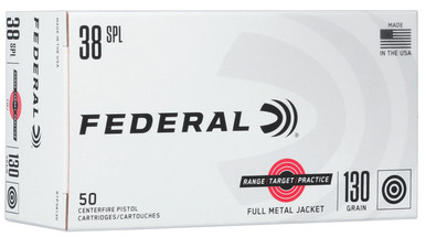 Federal Range & Target 38 Special Ammunition 130 Grain Full Metal Jacket RTP38130 - 50 Rounds per Box