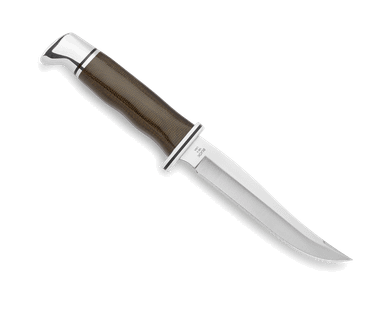 Buck Knives 105 Pathfinder Pro Fixed Blade - 5" S35VN Clip Point Blade, Green Canvas Micarta Handle, Black Leather Sheath (0105GRS1) - 13107