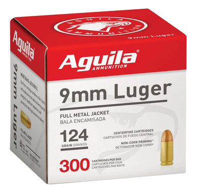 Aguila Ammunition Pistol 9MM 124 Grain Full Metal Jacket - 300 Round Value Box