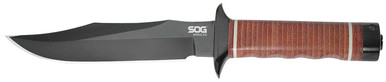 SOG SOGS1TL Bowie 2.0 Fixed Blade 6.40" Black TiNi AUS-8 Leather Handle - SOGS1TL