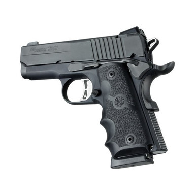 Hogue 1911 Officer Model Rubber Grip with Finger Grooves - Black