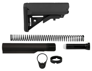 TacFire Mil-Spec Buffer Tube Kit w/6-Position Stock and Buttpad - Black