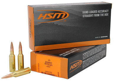 HSM Ammunition 22 ARC 75gr Hollow Point Boat Tail - 20 Per Box