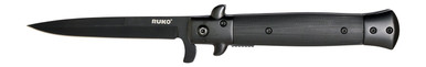 Ruko Shark Series Assisted Folding Stiletto Knife 4" Black Oxide Blade Black G10 Handle - RUK0184BK