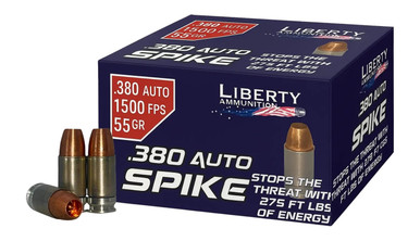 Liberty Ammunition Spike 380 ACP Ammunition 55 Grain Solid Hollow Point LASPI2380551500 - 20 Rounds per Box