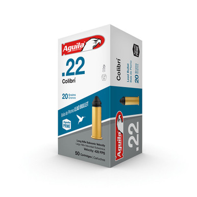 Aguila 22LR Colibri Ammunition *Not for Semi-Auto* Quiet Powderless 20 Grain Lead Point 50 rounds
