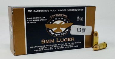 Golden Eagle 9mm Luger Ammunition 1E097709 115 Grain Full Metal Jacket 50 Rounds