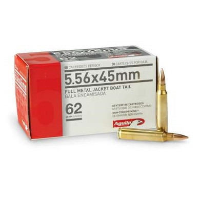 Aguila 5.56x45 NATO Ammunition 1E556110 62 Grain Full Metal Jacket Boat Tail 50 Rounds
