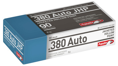 Aguila 380 Auto Ammunition 1E802112 90 Grain Jacketed Hollow Point 50 Rounds