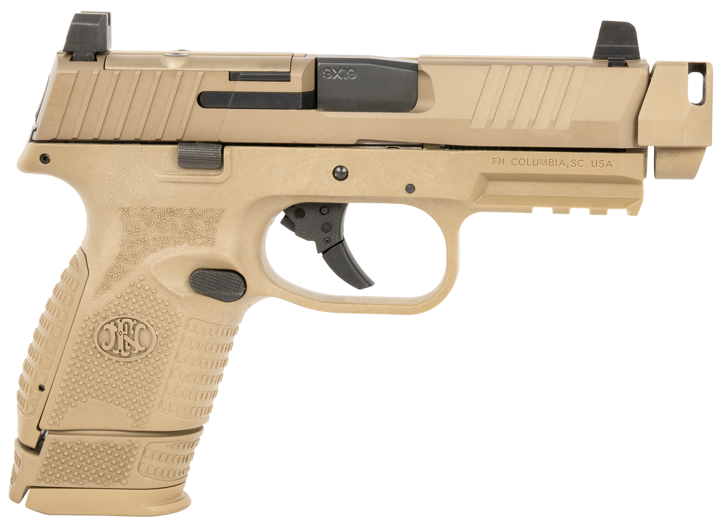FN Herstal 509C MRD Compact Pistol 66101794, 9mm, 4.02", FDE Polymer Grips, FDE Finish, Optic Ready, wQD Compensator, 15 Rds