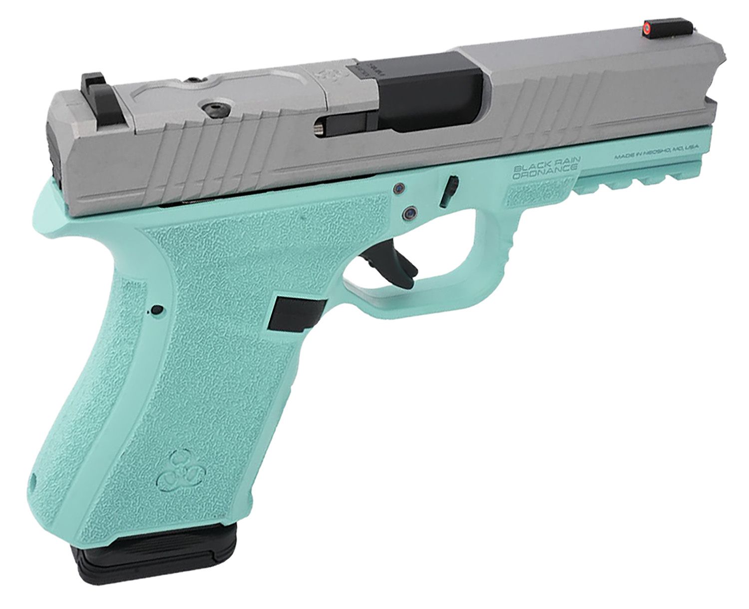 Black Rain Ordnance Frontline Optic Ready Pistol FL9MMTIFFSM, 9mm Luger, 4in, Black Polymer, Robin Egg Blue Cerakote Finish, 15 Rds