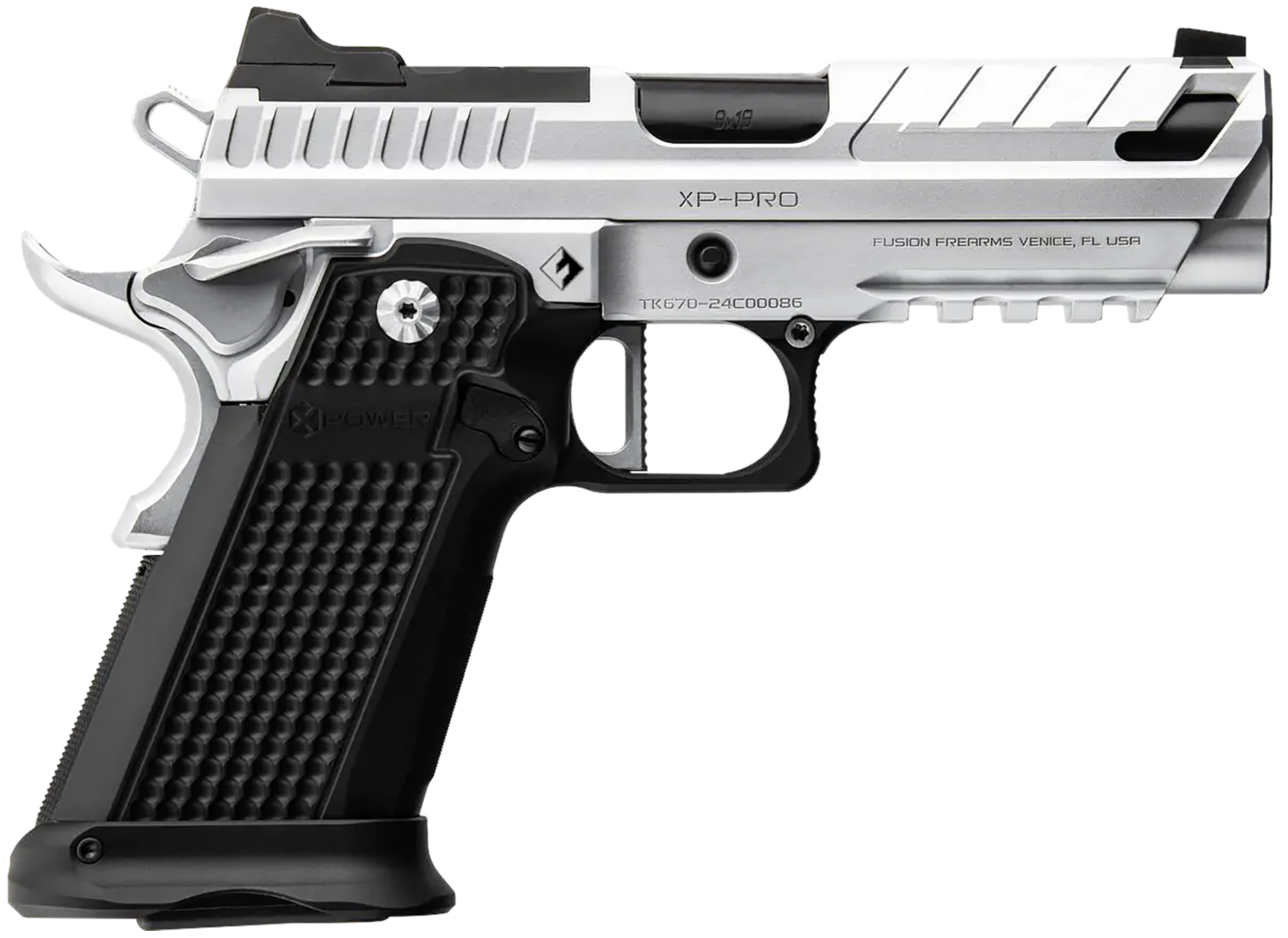 Fusion XF Pro Optic Ready Pistol XP9C, 9mm Luger, 4in, Interchangeable Panels, Chrome Finish, 17 Rds