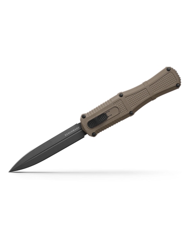 Benchmade 3370GY-1 Claymore OTF AUTO Knife - 3.89" CPM-D2 Smoke Gray PVD Double Edge Dagger Blade, Ranger Green Grivory Handles