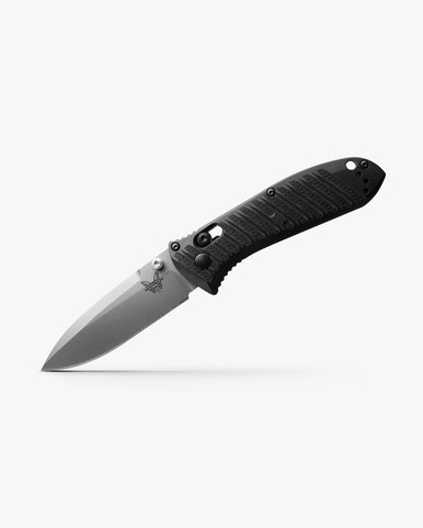 Benchmade Mini Presidio II Folding Knife - 3.20" S30V Satin Plain Blade, Milled Black CF-Elite Handles, AXIS Lock - 575-1