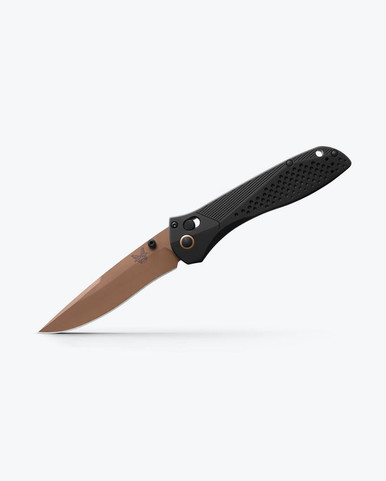 Benchmade 710FE-2401 Seven | Ten Folding Knife - 4" CPM-Magnacut FDE PVD Recurve Drop Point Blade, Black Milled Aluminum Handles, AXIS/Crossbar Lock