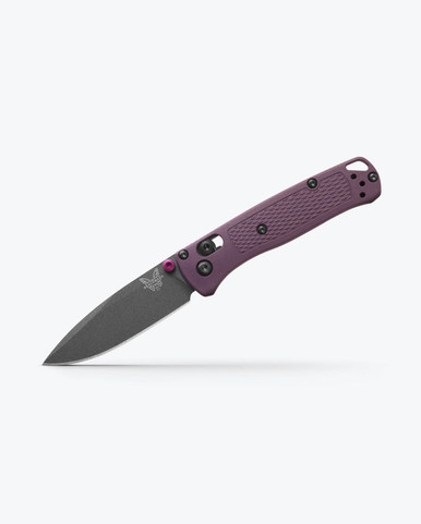 Benchmade 533GY-09 Mini Bugout AXIS Folding Knife - 2.82" S30V Tungsten Gray Cerakote Plain Blade, Dark Purple Grivory Handles