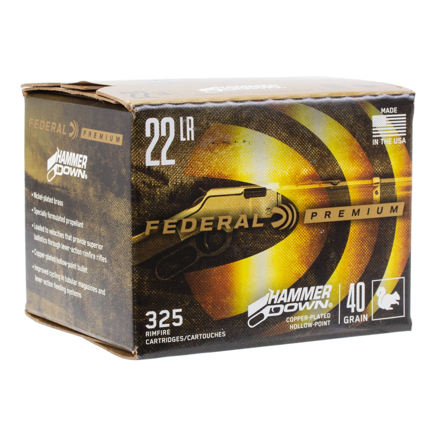 Federal Premium 22 Hammer Down, 22LR 40gr. HP Ammunition, 325 Round Box