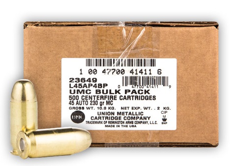 Remington UMC .45 Auto 230gr. FMJ 500rd Bulk Pack #23649