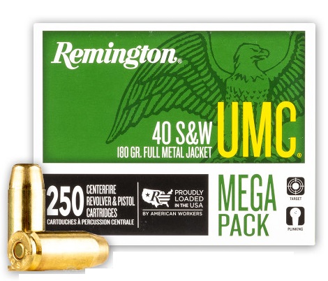 Remington UMC .40 S&W 180gr. FMJ 250rd Mega Pack #23779