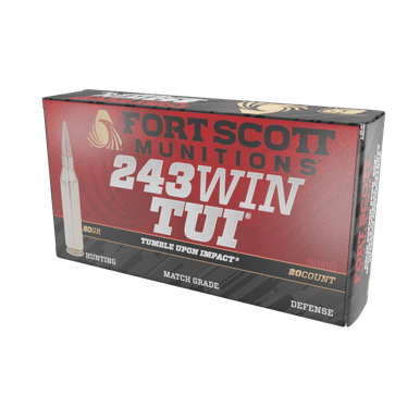 Fort Scott Munitions 243 WIN Tumble Upon Impact (TUI) - 80gr Solid Copper Spun, 20 Rounds per Box