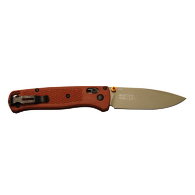 Benchmade Bugout Rust Orange Grivory Drop-Point Desert Verde 3.23" Prototype 2023