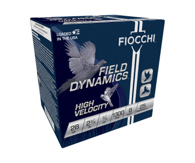 Fiocchi 28 Gauge Ammunition FI28HV8CASE 2-3/4" #8 Chilled Lead Shot 3/4 oz 1300 fps 250 Rounds